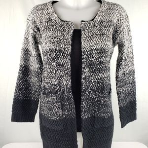 Fate Black/White Ombre Knit Open Cardigan Size S